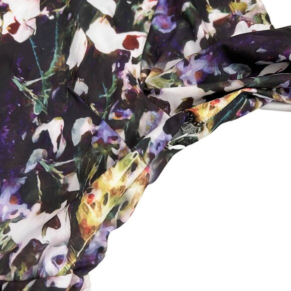 Dalia Macphee Floral Midi Shirt Dress Multicolor Large Modest Twee Full Skirt - Picture 16 of 16